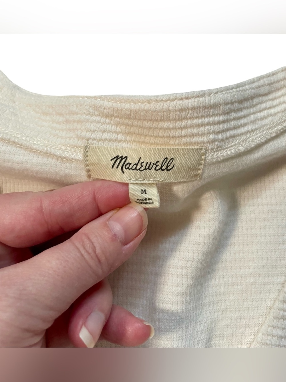 Madewell Ivory Textured Button Front Cardigan Sweater - Picture 3 of 5